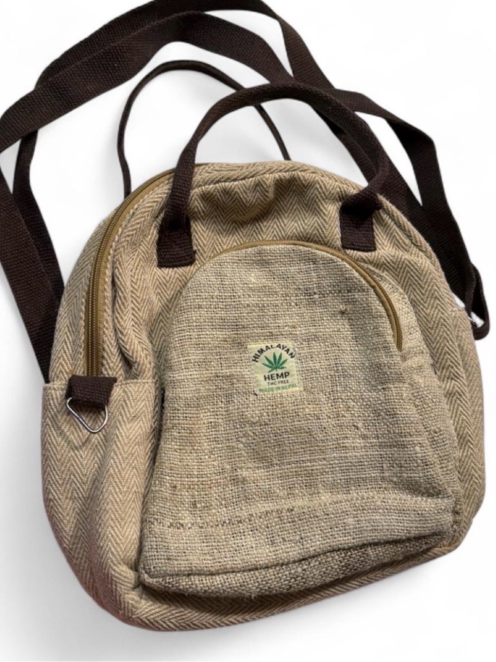 (825-12) ThreadHeads Himalayan Hemp Convertible Mini Backpack - EUC